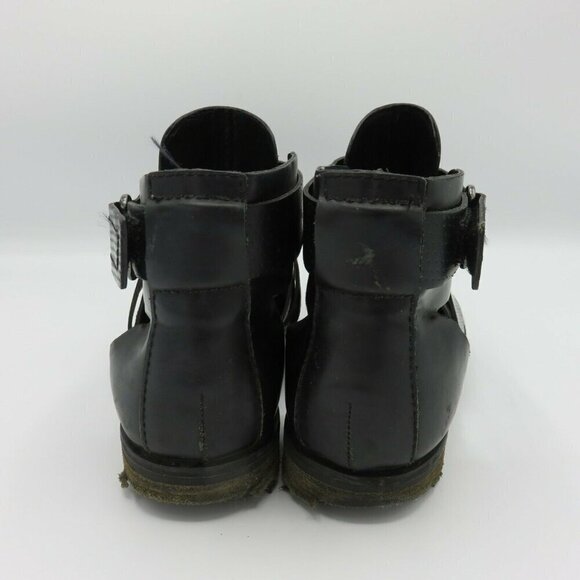 Tibi New York 37 FR 7 US Gail Cutout Black Leather Ankle Booties Boots Strappy - Picture 4 of 10